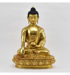 Hand Made  Gold Gilded and Hand Painted Face 13" Shakyamuni Buddha Statue