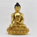 Hand Made  Gold Gilded and Hand Painted Face 13" Shakyamuni Buddha Statue