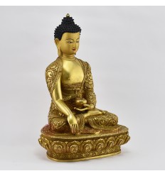 Hand Made Gold Gilded and Hand Painted Face 13" Sakyamuni Buddha / Tomba Statue