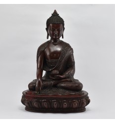 Hand Made  Copper Alloy in Oxidation Finish 15" Shakyamuni Buddha Statue