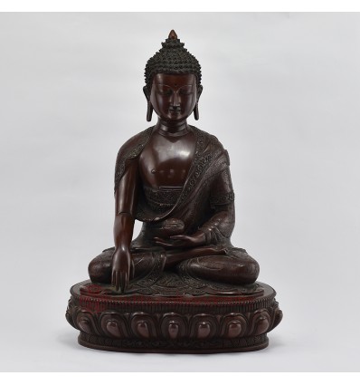 Hand Made  Copper Alloy in Oxidation Finish 15" Shakyamuni Buddha Statue