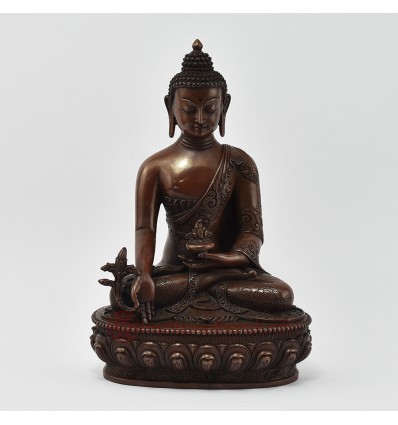 Hand Made Copper Alloy in Oxidation Finish 8.5" Medicine Buddha / Menlha Statue