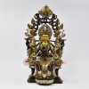 Hand Made old Gilded Silver Plated Copper Alloy in Oxidation Finish 13.5" Maitreya  Statue