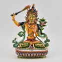 Hand Painted Copper Alloy with 24 Karat Gold Gilded 8.5" Manjushri Jambiyang Statue