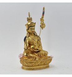 Hand Made Copper Alloy with 24 Karat Gold Gilded 9" Guru Rinpoche Statue