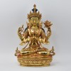 Hand Made Copper Alloy with Gold Gilded 12.5" Chenrezig /Avalokiteshvara Statue