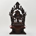 Hand Made Copper Alloy in Oxidation Finish17" Manjushri on Throne Sculpture Statue