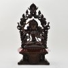 Hand Made Copper Alloy in Oxidation Finish17" Manjushri on Throne Sculpture Statue