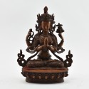 Hand Made Copper Alloy in Oxidation Finish 9" Chenrezig / Four Armed Avalokiteshvara Statue