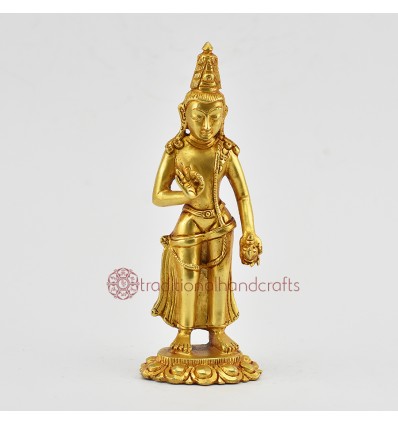 Machine Made Gold Plated Copper Alloy 6" Bodhisattva Maitreya - The Future Buddha Statue