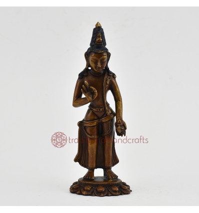 Machine Made Oxidized Copper Alloy 6" Bodhisattva Maitreya - The Future Buddha Statue