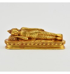 Machine Made Gold Plated Copper Alloy 6.25" Nirvana Buddha Statue
