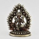 Machine Made  Silver Plated Oxidized Copper Alloy5.25" Simha Ganesha Statue