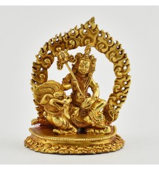 Machine Made  Gold Plated Copper Alloy 3.5" Vaisravana Statue