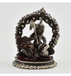Machine Made  Silver Plated Oxidized Copper Alloy3.5" Vaisravana Statue