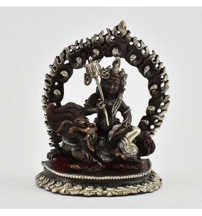 Machine Made  Silver Plated Oxidized Copper Alloy3.5" Vaisravana Statue
