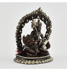 Machine Made  Silver Plated Oxidized Copper Alloy3.5" Vaisravana Statue