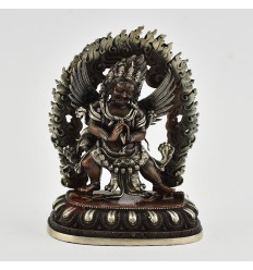 Machine Made Oxidized Copper Alloy and Silver Plated 4.5" Vajrakilaya Statue