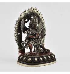 Machine Made Oxidized Copper Alloy and Silver Plated 4.5" Vajrakilaya Statue