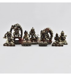 Machine Made Silver Plated Copper Alloy in Oxidation Finish 4.5" Eight Manifestations of Padmasambhava Statues Set