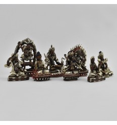 Machine Made Silver Plated Copper Alloy in Oxidation Finish 4.5" Eight Manifestations of Padmasambhava Statues Set