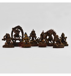 Machine Made Copper Alloy in Oxidation Finish 4.5" Eight Manifestations of Padmasambhava Statues Set