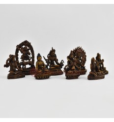 Machine Made Copper Alloy in Oxidation Finish 4.5" Eight Manifestations of Padmasambhava Statues Set