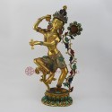 Hand Made Copper Alloy with Gold (Electro) and Silver Plated 16.5" Chintamani Lokeshwor Statue