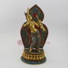 Hand Made Copper Alloy with Gold (Electro) and Silver Plated 14.5" Dancing Manjushri Statue