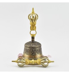 Five Metal Alloy Gold Plated Tibetan Dorje and Drilbu Set