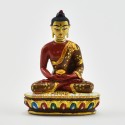 Machine Made, Hand Painted Copper Alloy with Gold Plated 2.5" Amitabh Buddha Statue