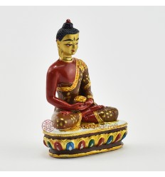 Machine Made, Hand Painted Copper Alloy with Gold Plated 2.5" Amitabh Buddha Statue