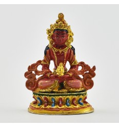 Machine Made, Hand Painted Copper Alloy with Gold Plated 2.25" Amitayus Buddha Statue