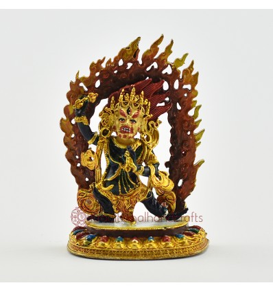 Machine Made, Hand Painted Copper Alloy with Gold Plated 2.75" Bajrapani Statue