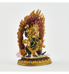 Machine Made, Hand Painted Copper Alloy with Gold Plated 2.75" Bajrapani Statue