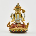 Machine Made, Hand Painted Copper Alloy with Gold Plated 2.25" Chenrezig Buddha Statue