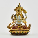 Machine Made, Hand Painted Copper Alloy with Gold Plated 2.25" Chenrezig Buddha Statue