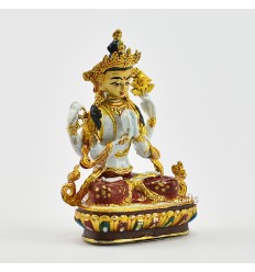 Machine Made, Hand Painted Copper Alloy with Gold Plated 2.25" Chenrezig Buddha Statue