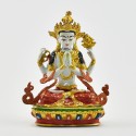 Machine Made, Hand Painted Copper Alloy with Gold Plated 2.25" Kharchheri Buddha Statue