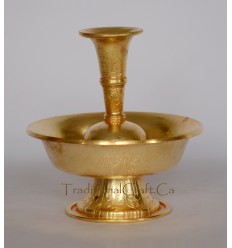 Fine Quality 5.25" Hand Crafted Copper Alloy Gold Plated Tibetan Buddhist Serkyem Set from Patan, Nepal
