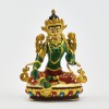 Machine Made, Hand Painted Copper Alloy with Gold Plated 2.75" Green Tara Statue
