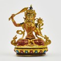 Machine Made, Hand Painted Copper Alloy with Gold Plated 2.5" Manjushri Statue