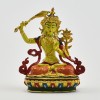 Machine Made, Hand Painted Copper Alloy with Gold Plated 2.5" Manjushri Statue
