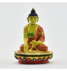 Machine Made, Hand Painted Copper Alloy with Gold Plated 2.25" Sakyamuni Buddha Statue