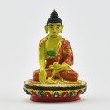 Machine Made, Hand Painted Copper Alloy with Gold Plated 2.25" Sakyamuni Buddha Statue