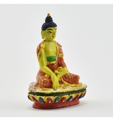 Machine Made, Hand Painted Copper Alloy with Gold Plated 2.25" Sakyamuni Buddha Statue