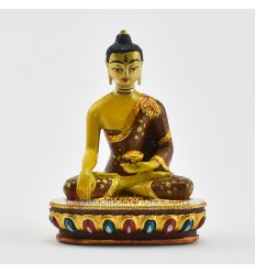Machine Made, Hand Painted Copper Alloy with Gold Plated 2.5" Sakyamuni Buddha Statue