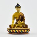 Machine Made, Hand Painted Copper Alloy with Gold Plated 2.5" Sakyamuni Buddha Statue