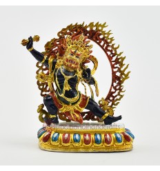 Machine Made, Hand Painted Copper Alloy with Gold Plated 2.75" Vajrapani  Statue