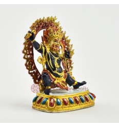 Machine Made, Hand Painted Copper Alloy with Gold Plated 2.75" Vajrapani  Statue